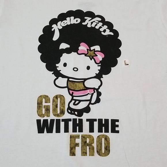 Hello Kitty go with the fro white shirt large NWT - Picture 5 of 8